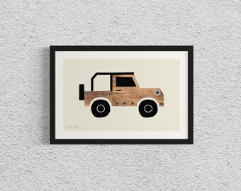 Neutral SUV Art Print | Printable Off-Roader Art, Transportation Wall Art, Toddler Boy Bedroom Art, Neutral Truck Art Boy's Room