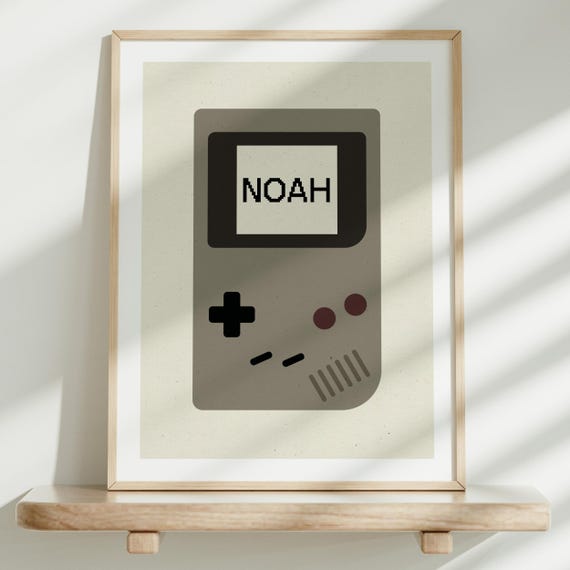 Custom Name Sign, Classic Gameboy Art Print, Personalized Gift