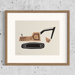 Excavator Print, Digger Art, Construction Print, Toddler Boy Poster, Nursery Print, Truck Print, Transportation Decor, Gifts for Kids