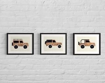 Kid's SUV Art Print Set | Printable Set of 3, Truck Art, Boys Room Art, Boy Nursery, Neutral Truck Art, SUV Wall Art, Transportation Art