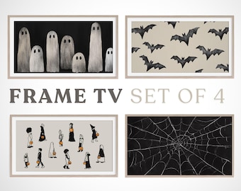 Frame TV Halloween Art Bundle | Set of 4, Neutral Fall Halloween TV Art, Black and White, Frame tv Halloween, Fall Frame tv, Frame TV Bundle