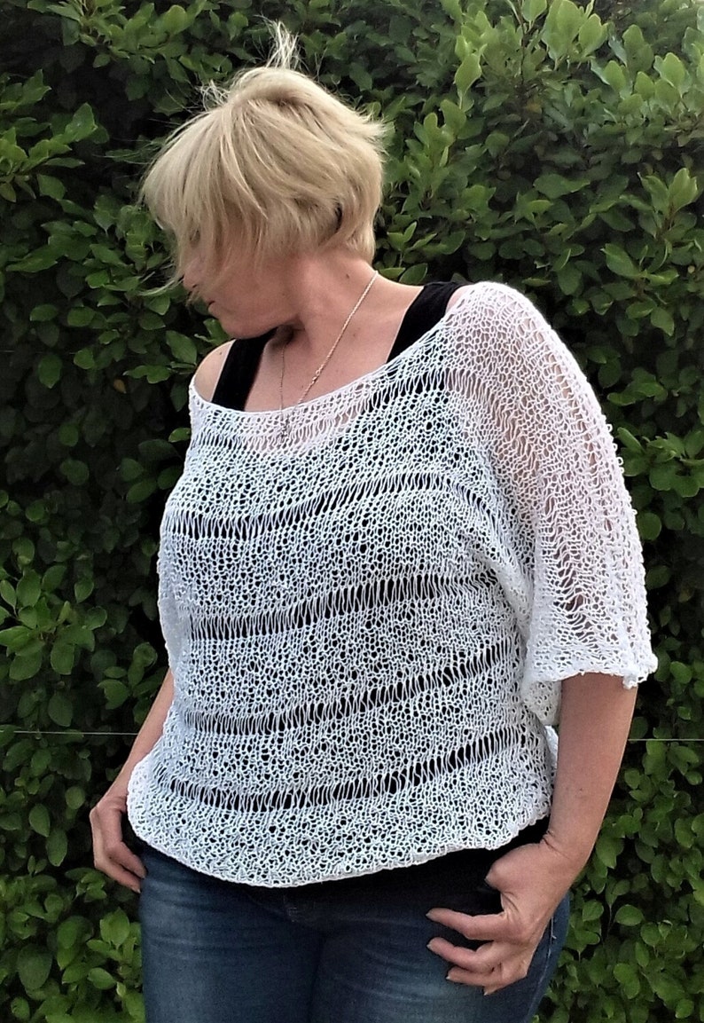 summer cotton crop top loose knit slouchy oversized sweater bohemian clothing beach tunic easy cover up Festival top mesh top grunge top