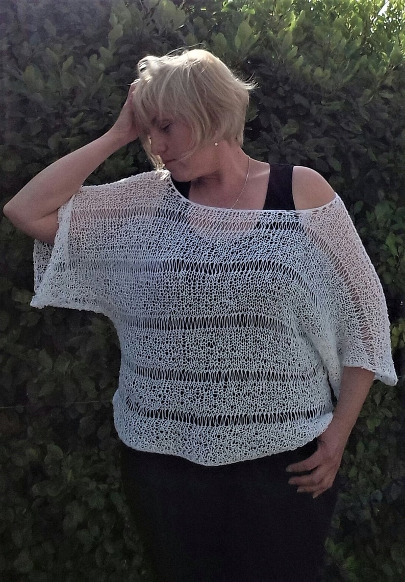 summer cotton crop top loose knit slouchy oversized sweater bohemian clothing beach tunic easy cover up Festival top mesh top grunge top