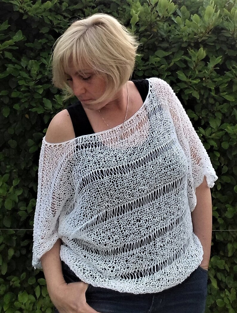 summer cotton crop top loose knit slouchy oversized sweater bohemian clothing beach tunic easy cover up Festival top mesh top grunge top