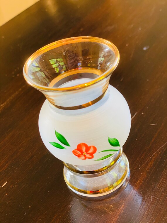 Vintage Flower Vase by Indiana Glass Bartlett Collins Hand Painted Vintage Flower Vase by Indiana Glass Bartlett Collins Hand Painted