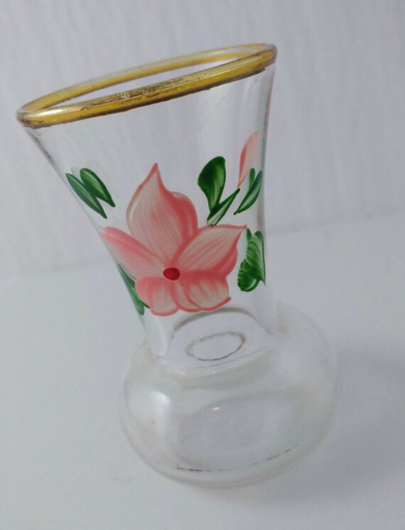 Vintage Flower Vase by Indiana Glass Bartlett Collins Hand Painted Vintage Flower Vase by Indiana Glass Bartlett Collins Hand Painted