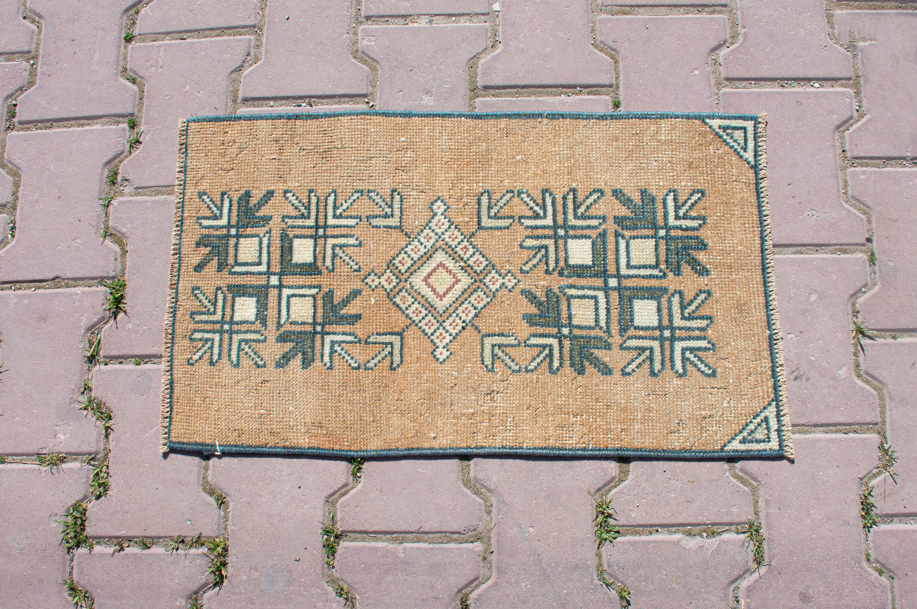 Turkish Doormat Rug 1x2,wool Doormat Carpet,vintage Small Rugs,faded