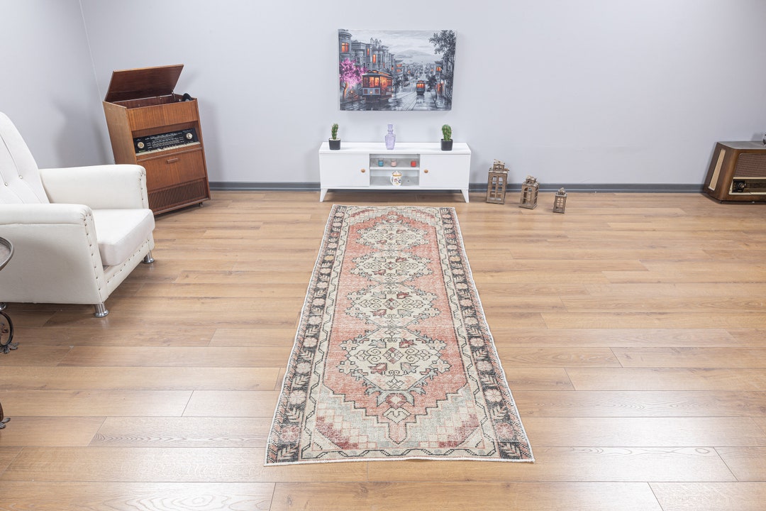 3x9 Turkish Runner Bohemian Runner Rug, Kitchen Rug Runner, Oushak Pale ...
