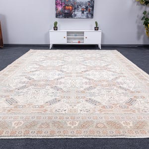 6x9 Turkish area Rug, Vintage Oushak Rug 6x9, Handmade Wool Carpets, Neutral Area Rug, 6x9 Rug, Muted large Rug 6x9, Anatolian pale rug