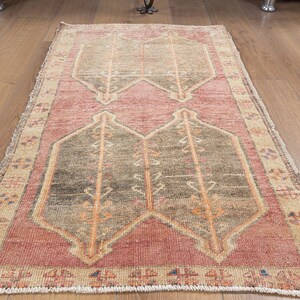Doormat Rug, 2x3 Oushak Rug, Unique Wool Rug, Boho Vintage Small Rug, 2x3 Turkish Rug, Turkish Bath Rug, Handmade Carpet 2 x 3.4 feet