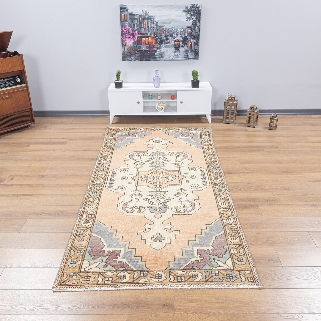 4x8 Turkish Small Antique Rugs Gothic Neutral Geometric Rug Etsy