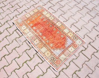 Alfombra pequeña silenciada, alfombras pequeñas, alfombra pequeña de lana, alfombra turca, alfombra de baño, alfombras pequeñas Oushak, alfombras boho, alfombra pequeña vintage, alfombra de alfombra de baño Ft: 2x3