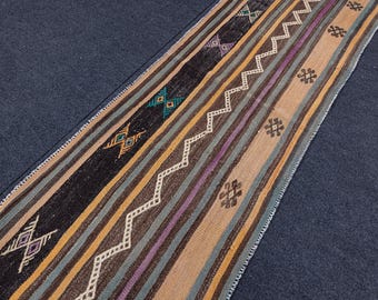 2 x 6 vintage loper kelim, 2 x 6 smal loper tapijt, Turkse pastelkleuren gebied kilim, uniek loper tapijt 2 x 6, vintage kleine moderne keuken kelim
