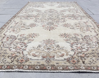 3.7x5.9 Handmade Turkish Oushak Rug, 4x6 Oriental Farmhouse Decorative Rugs, 4x6 Antique Wool Carpets