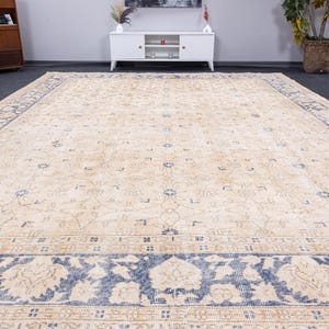 9x12 Oversize Rug, Turkish area Rug, 9x12 Oushak large Neutral Rug, 9x12 Vintage Rug, 9x12 wool rug, Antique Handmade Rug, 9x12 carpets