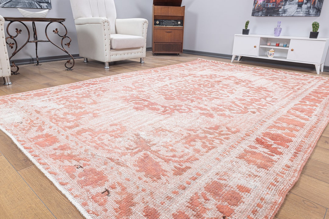 Turkish 7x10 Oversize Rug, Handmade Vintage Rug, Oushak 7x10 Area Rug ...