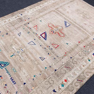 5x7 Area Rug, Oushak 5x7 Handmade Rug, Vintage Home decor rug, 5x7 Turkish area Rug,5x7 Hallway rug, Kitchen Rug, 5x7 wool carpets
