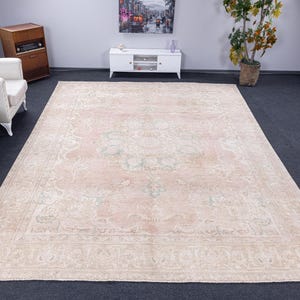 9.6x12.2 Vintage Rug, 10x12 Oversize neutral Rug, 10x12 Oushak Turkish Rug, 10x12 Wool carpets, Anatolian large Rug, rugs for living room
