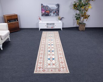 Alfombra de pasillo de 3x9, alfombra vintage de 3x9, alfombra de pasillo suave de color rosado descolorido, alfombra de pasillo Oushak Decor de 3x9, alfombra moderna de pasillo para cocina