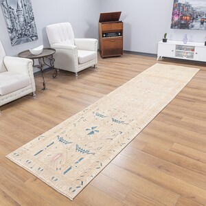 Anatolian runner rug, 3x13 Home decoration, narrow runner rug, Vintage handmade Wool runner, Kitchen, hallway, farmhouse runner