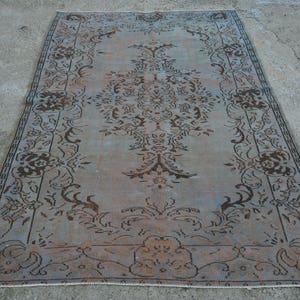 Turkish bohemian gray area rug Vintage distressed overdyed gray area rug, wool handmade vintage rug, 6x9 turkish anatolian large rug