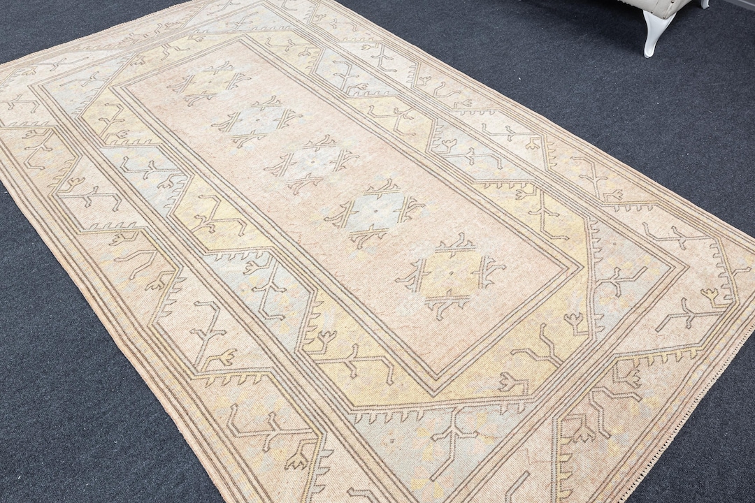 Muted Rug Turkish 5x8 Muted Soft Rug, Natural Vintage Rug, 6x9 Area Rug, Faded ...