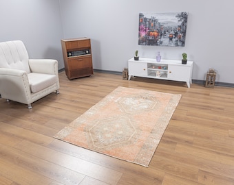 4x6 small Anatolian Rug, Vintage Pattern Turkish Rug, Living Room Rug, Oriental Traditional Rug  4x6 for Unique Living Room Bedroom Office