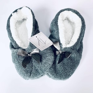10 Pairs Sherpa Style Ballet Slippers, Pink or Silver Super Soft Slippers, Aimee Linzi Brand Size UK 4-6