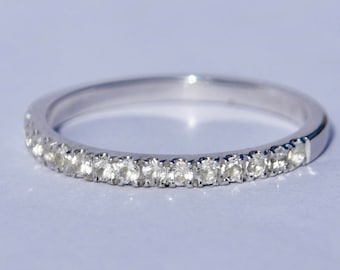 9ct White Gold Wedding Ring - Diamond Wedding Band - White Topaz Ring - Eternity Ring - White Gold Band Ring - White Gold Wedding Ring