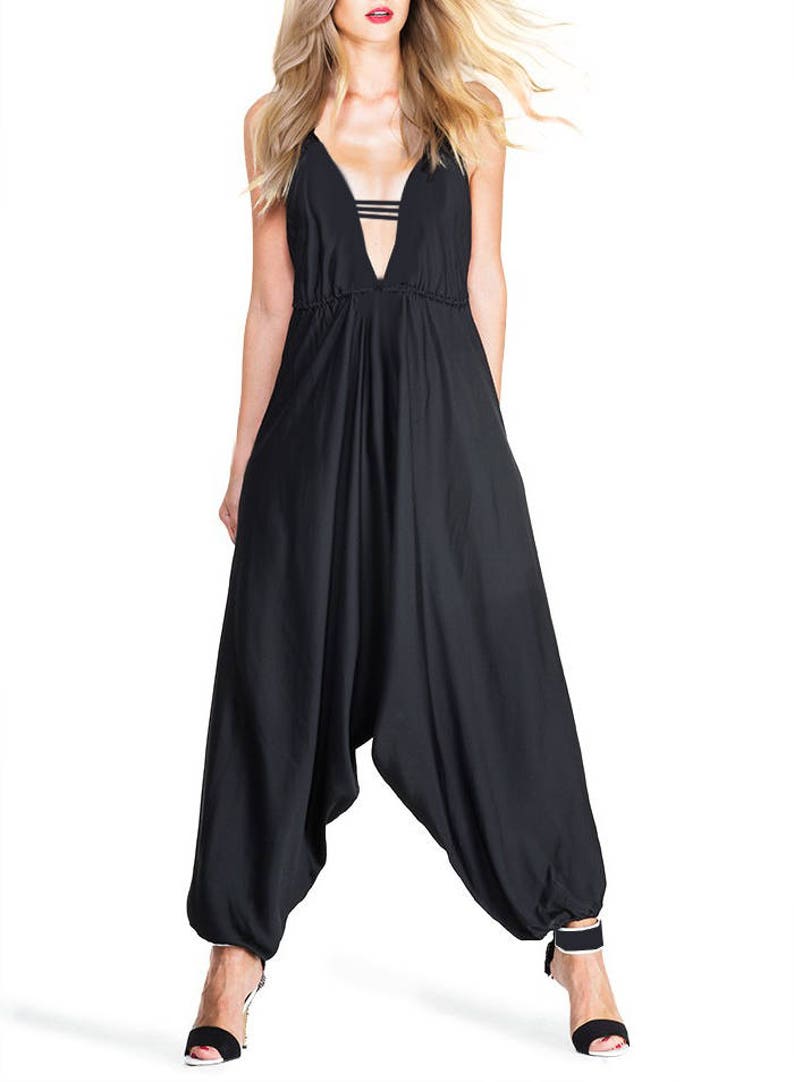 Black Harem Jumpsuit Stylish Jumpsuit Black Jumpsuit White - Etsy