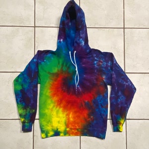 Men&#39;s/Unisex S Small Heavyweight Hoodie  tie-dye rainbow spiral red orange yellow blue green purple hooded sweatshirt pullover pouch pocket
