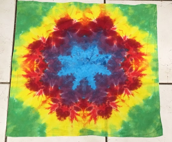 LOGO Handmade Tie Dye BANDANNA//BANDANA with PICTURE DESIGN PEACE SIGN HEART