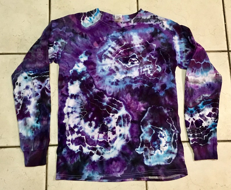 XXXL Pre-Shrunk 100/% Cotton Tie Dye T-Shirt Purple Long Sleeve Adult S