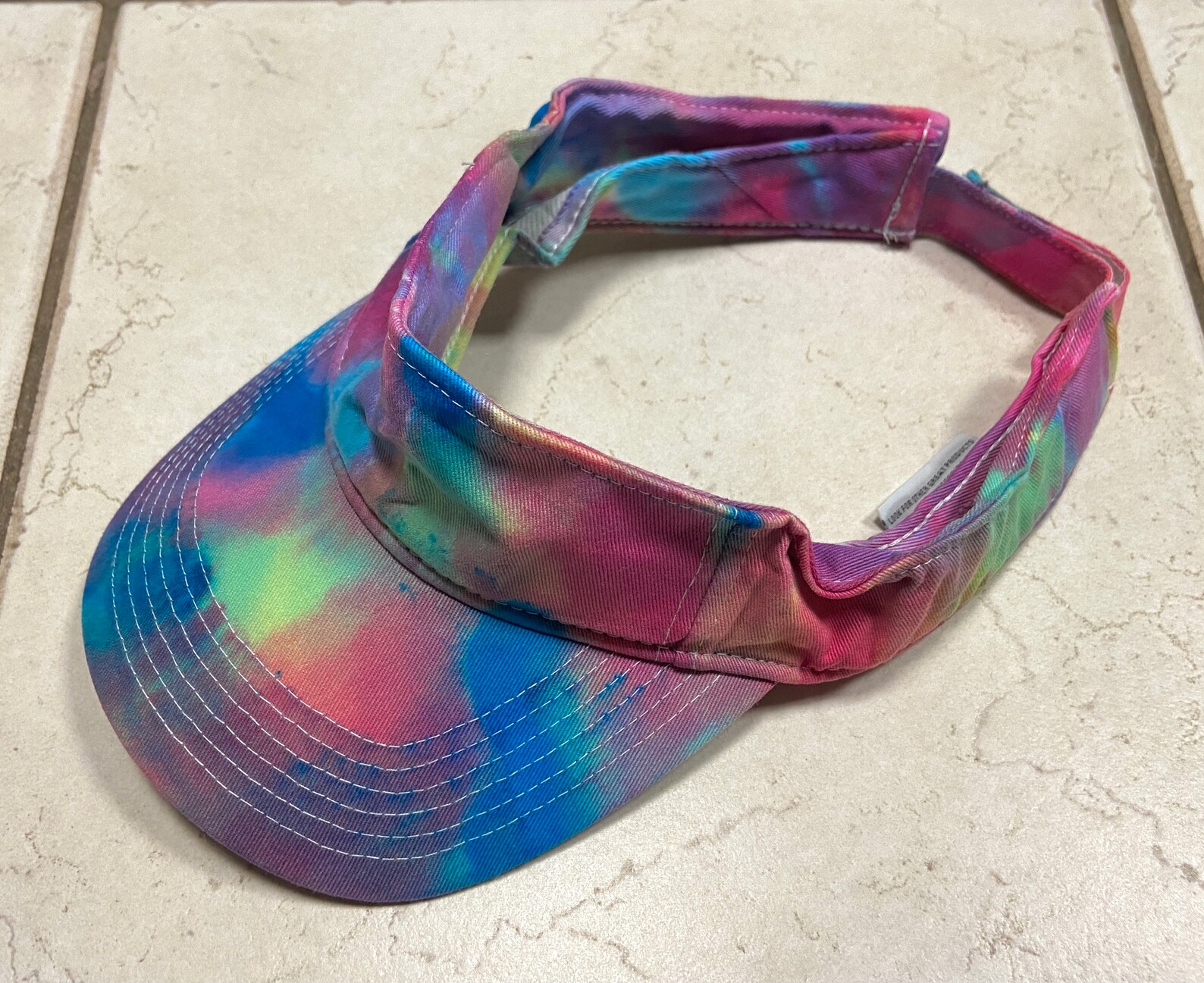 Tie dyestyle visor hat hook and loop adjustment Etsy