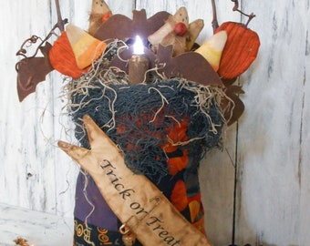 Primitive/Halloween/Trick or Treat / Patchwork/Shelf Bag/Bats/Candy corn/Ghosts/Crow/ Pumpkins/e-pattern/ instant download/ PDF