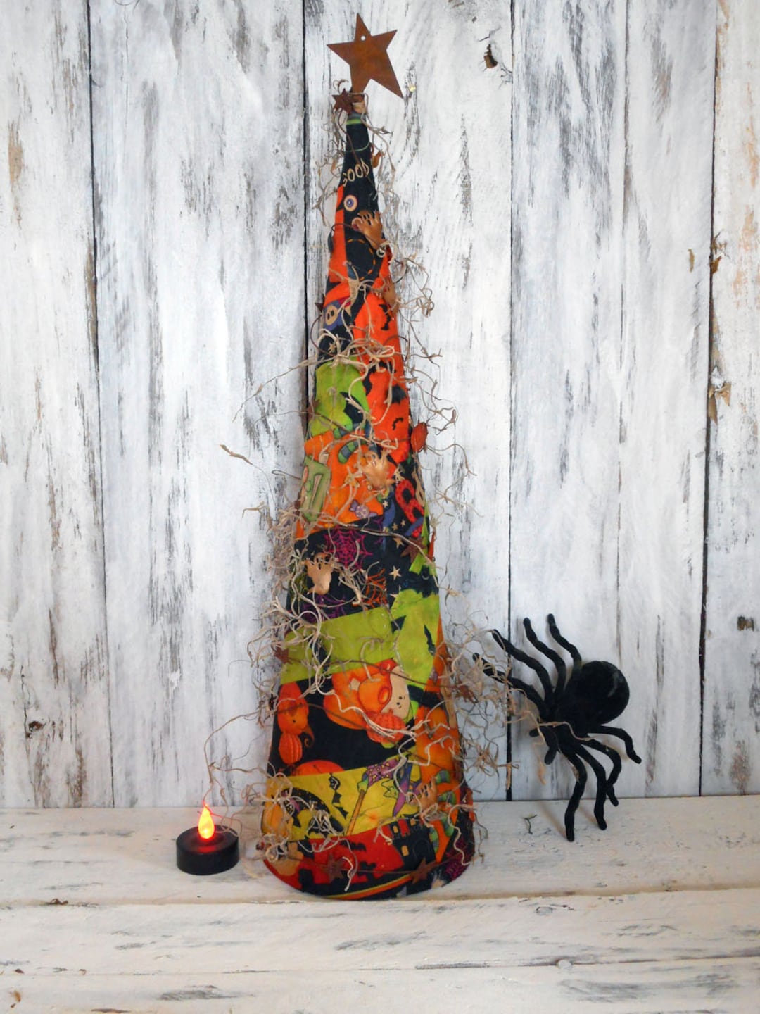 Primitive/ Scrap/ Halloween/ Tree/ Halloween Trim/ Rusty Star Garland/e ...