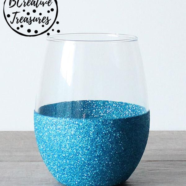 Glitter Wine Glass Etsy