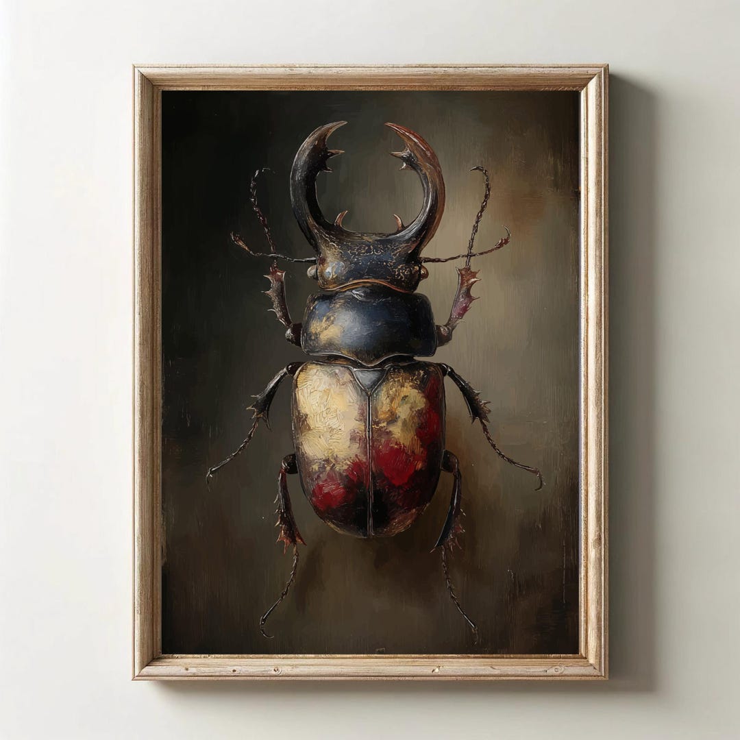 Vintage Stag Beetle Wall Art, Dark Academia Printable, Antique Insect ...