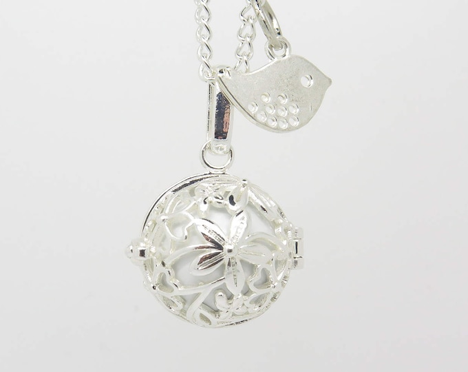 Bola de grossesse ARGENT PLAQUE, PERSONNALISABLE, collier sautoir