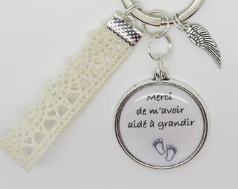 Key ring personalized jewelry gift bag for a nanny, MOM, sister: thank you for helping me grow