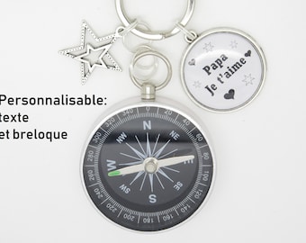 CUSTOMIZABLE compass keychain gift for a dad, friend, brother adventurer, sailor, sportsman ...   Original Father's Day Gift