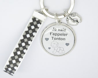 Customizable keychain announcement of pregnancy tonton future uncle for a brother-in-law grandpa