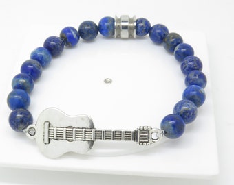 Lapis lazuli bracelet for a guitarist gift idea guitar fan, musician