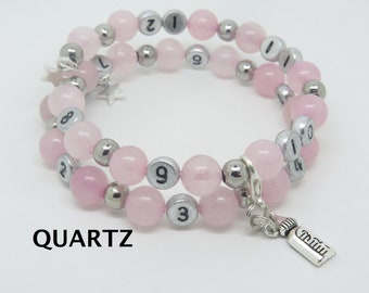 Breastfeeding or bottle-taking bracelet fine quartz stones and customizable with choice of charm birth gift idea