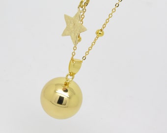 smooth golden fine gold bola with star or gift idea future mom, pregnancy bola pregnancy gift