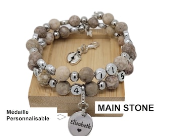 Nursing bracelet or bottle grip fine stones hand stone (Maifanite) customizable birth gift idea