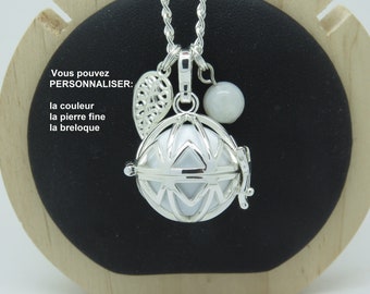Pregnancy bola silver plated customizable leaf and moonstone lithotherapy gift mother-to-be pregnancy