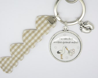 Customizable key ring Pregnancy announcement future great-grandmother, great-grandmother