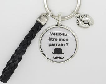 PERSONALIZED key doors during a birth, baptism : do you want to be my godfather?