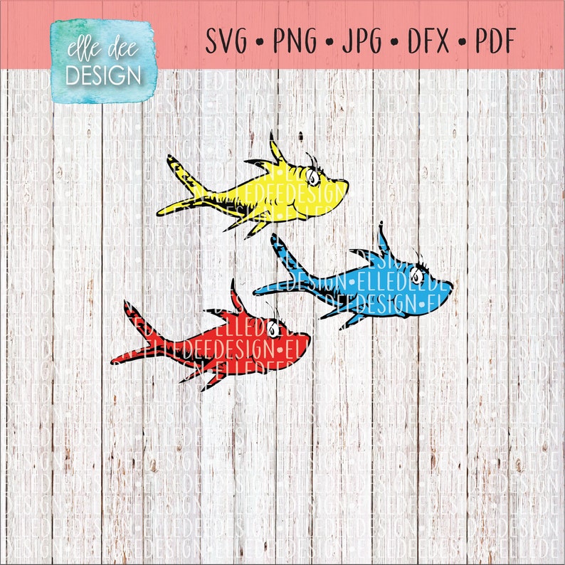 Download One Fish Two Fish Red Fish Blue Fish svg png jpg pdf dxf | Etsy